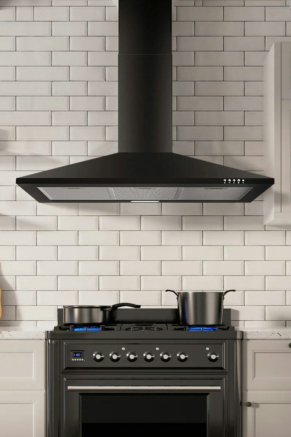 90cm Wall Mount Kitchen Cooker Hood with LED and 3-Speed Fan