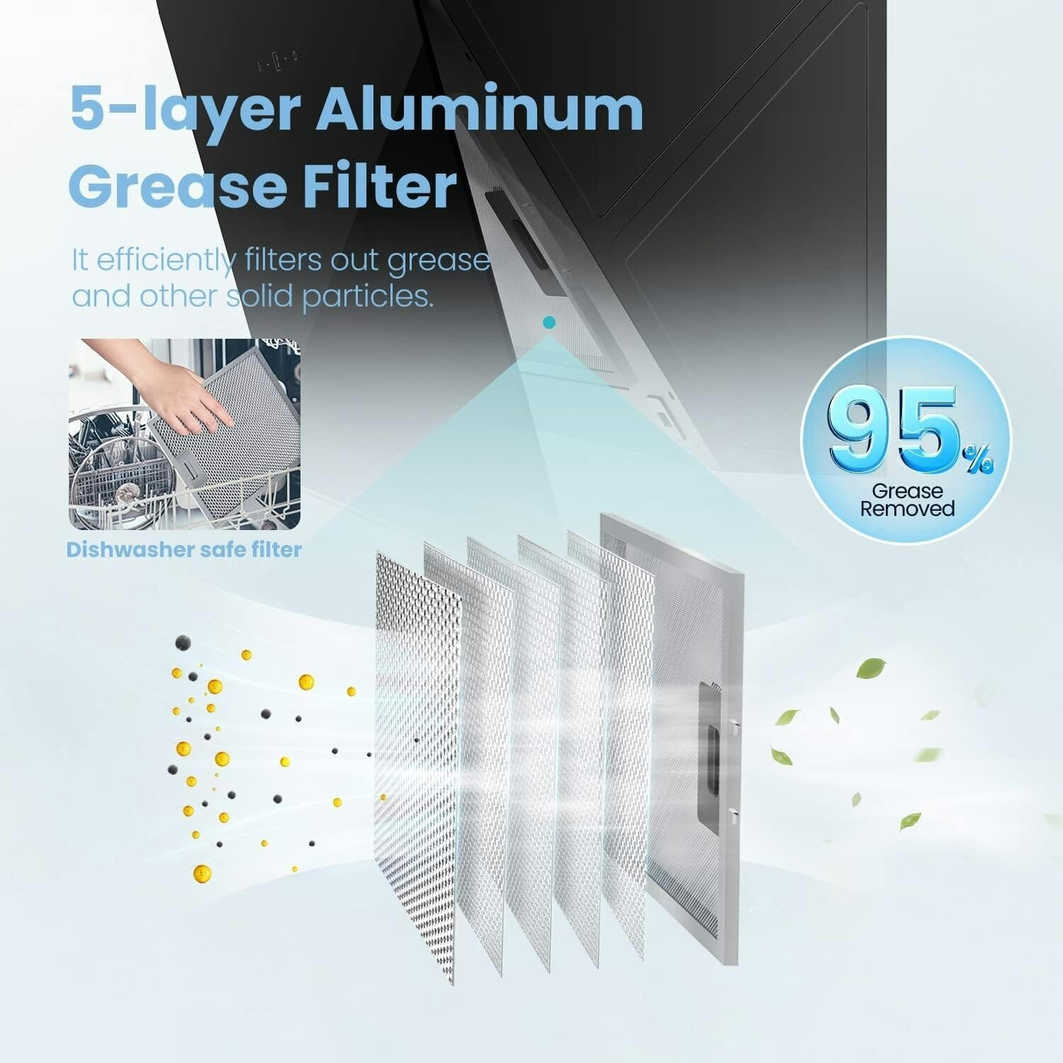 60cm Wall Mount Angled Cooker Hood with 3-Speed Fan