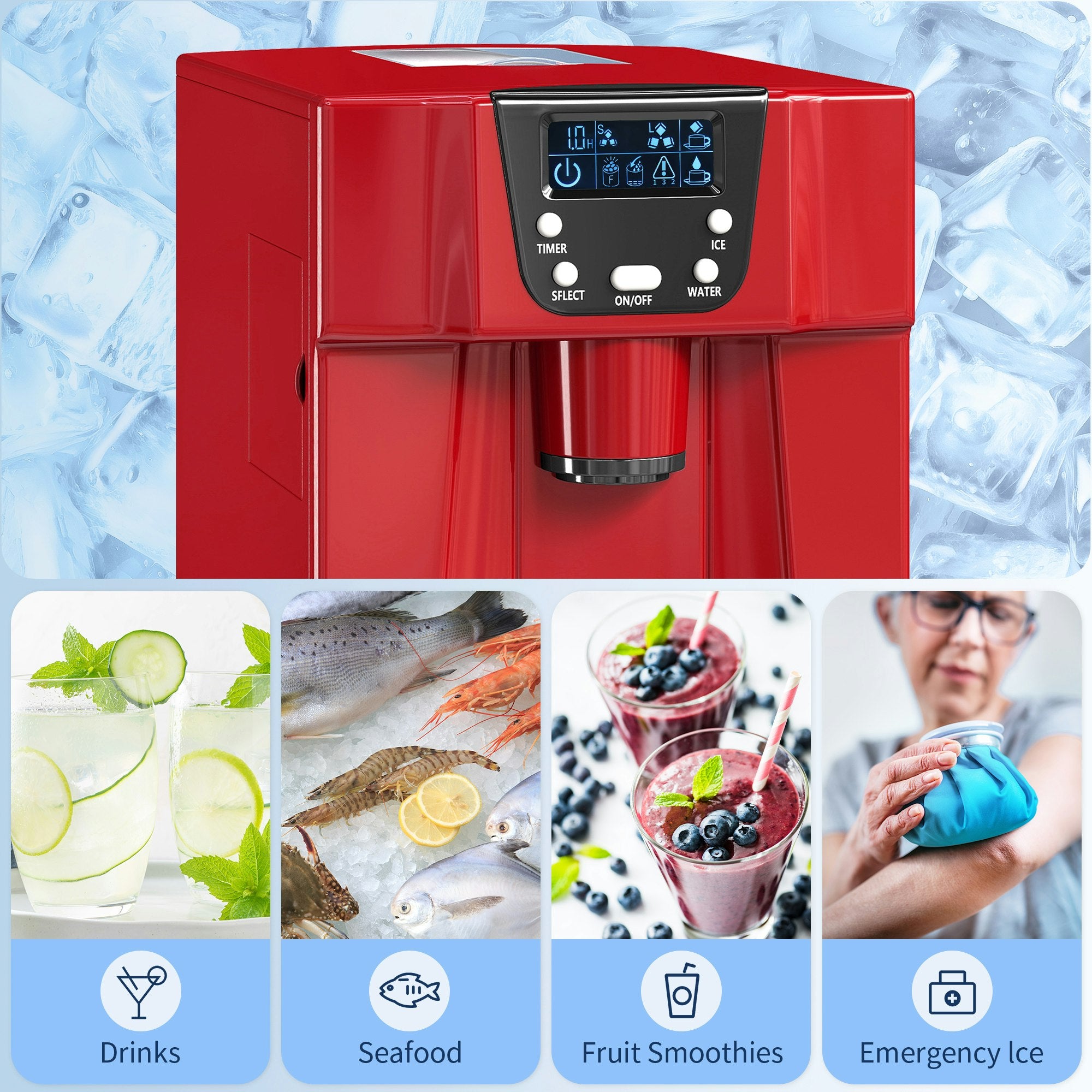 Ice Maker with Water Dispenser – 9 Cubes in 6-10 Mins