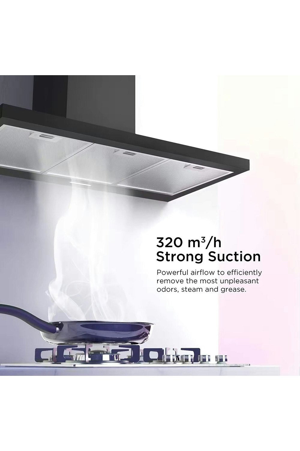 90cm Wall Mount Kitchen Cooker Hood with LED and 3-Speed Fan